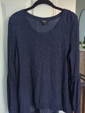 Simply Vera Vera Wang Navy Metallic Long-Sleeve Top